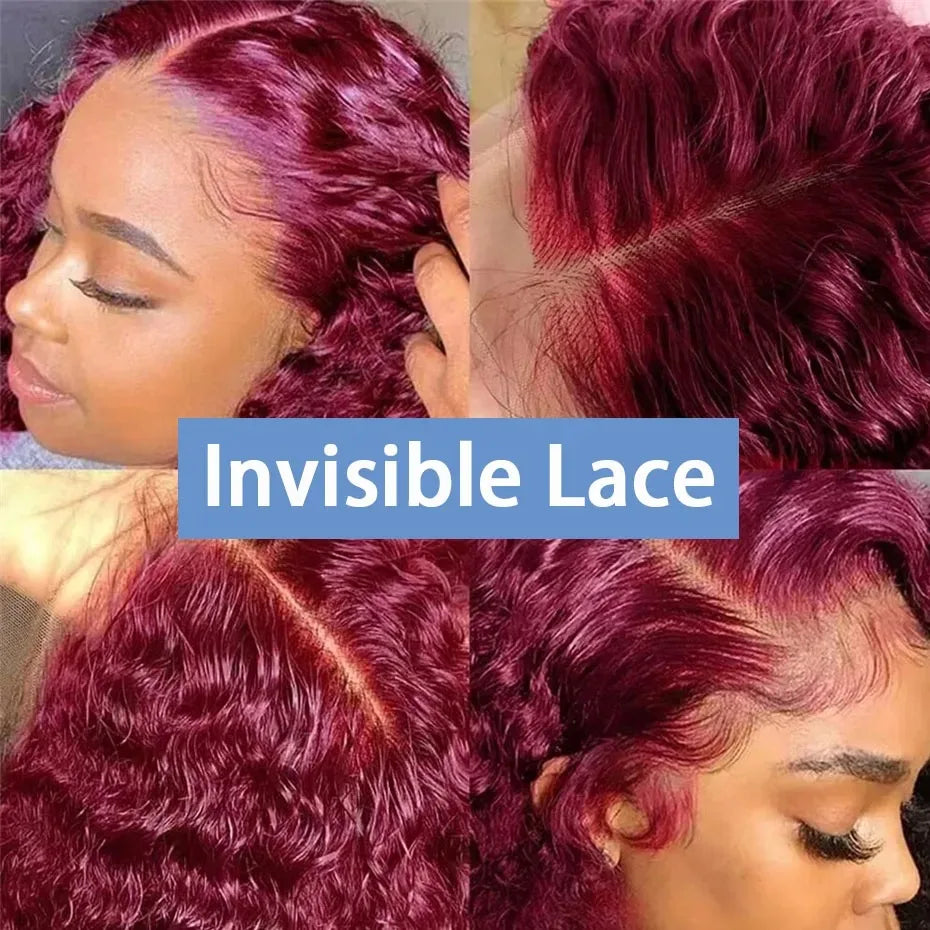 Perruque Bob Bouclée 99J Bourgogne – Lace Front 13x4/13x6