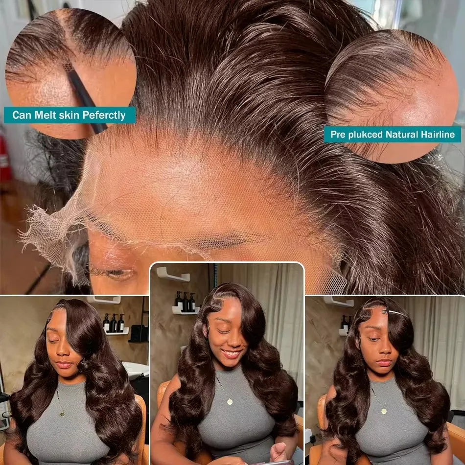 Perruque Brésilienne Chocolat – Body Wave / Water Wave HD Lace 13x4/13x6