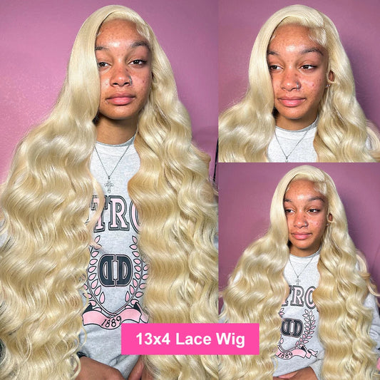 Perruque Brésilienne 30–32’’ Blond 613 Body Wave – HD Lace 250 %