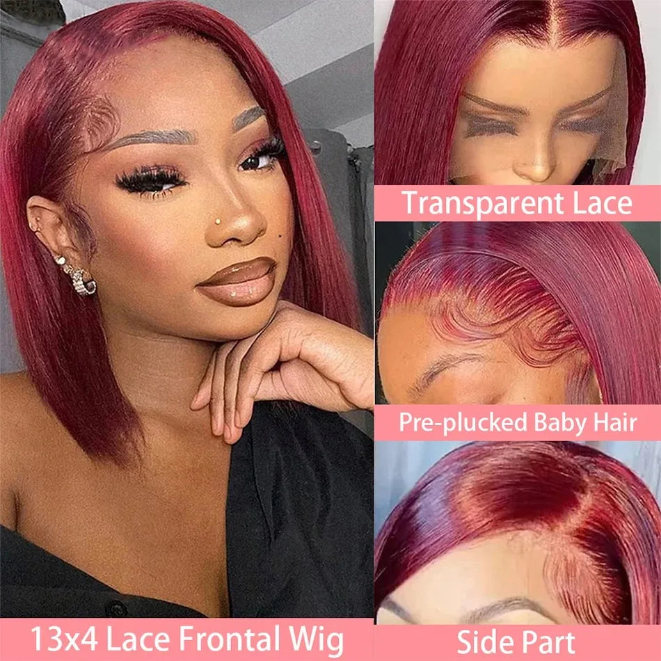 Perruque Bob Court 99J Bordeaux – Lace Front