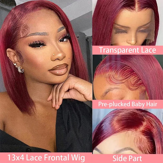 Perruque Bob Court 99J Bordeaux – Lace Front