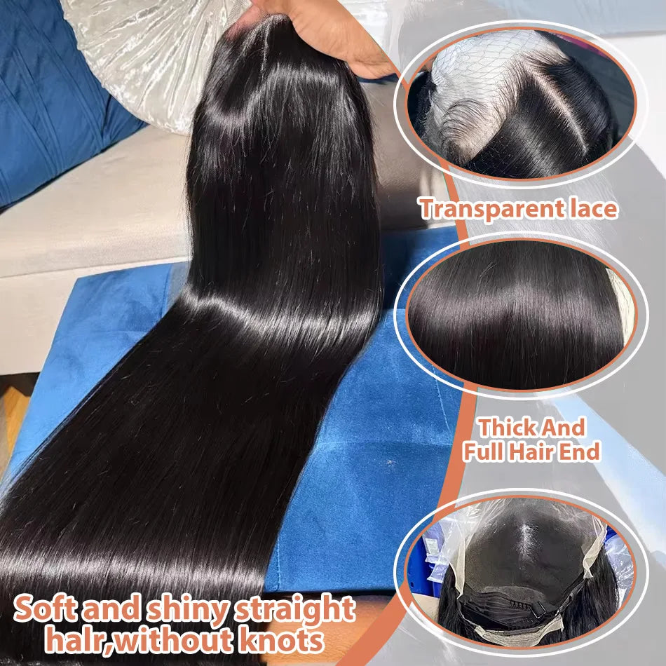 Perruque Lisse HD 30/40 Pouces – Lace Front 13x6 Cheveux Humains