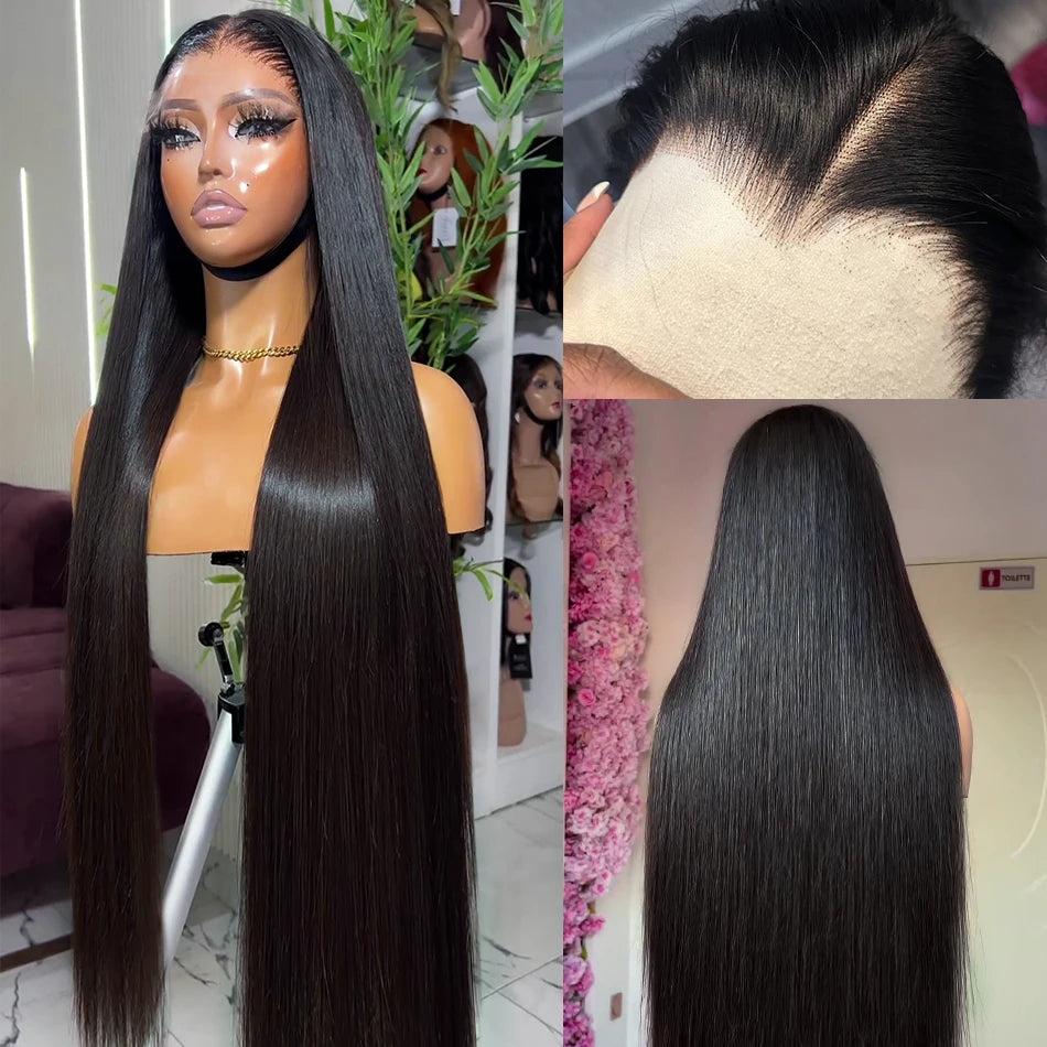 Perruque Lisse HD 30/40 Pouces – Lace Front 13x6 Cheveux Humains