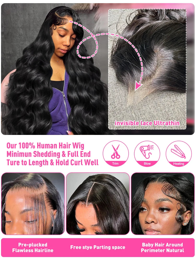 Perruque Body Wave HD 30/40 Pouces – Lace Front 13x6 & Closure 5x5