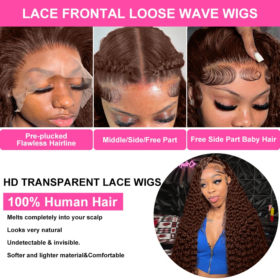 Perruque Brésilienne Chocolat – Deep Wave HD 30/32