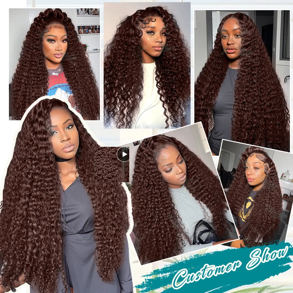 Perruque Bouclée Marron Chocolat HD 13x4/13x6 – 30/32 Pouces