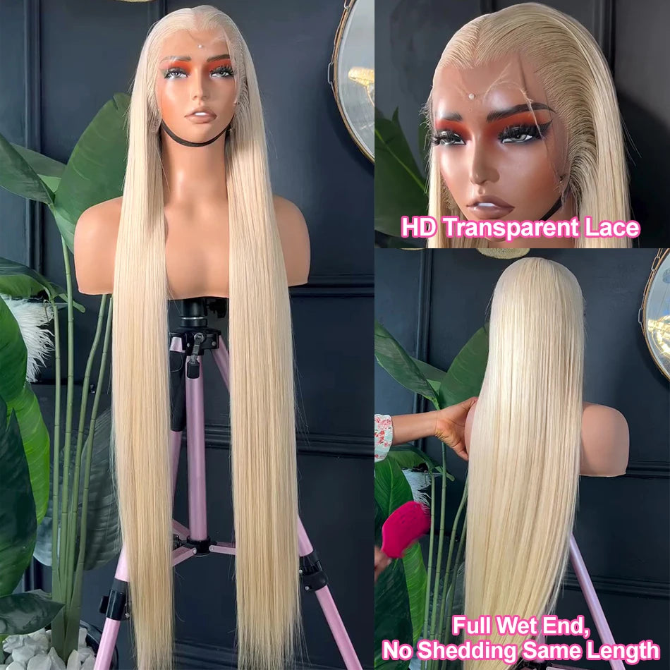 Perruque Lisse Blonde Miel 613 HD – 40 Pouces, Lace Front 13x4/13x6