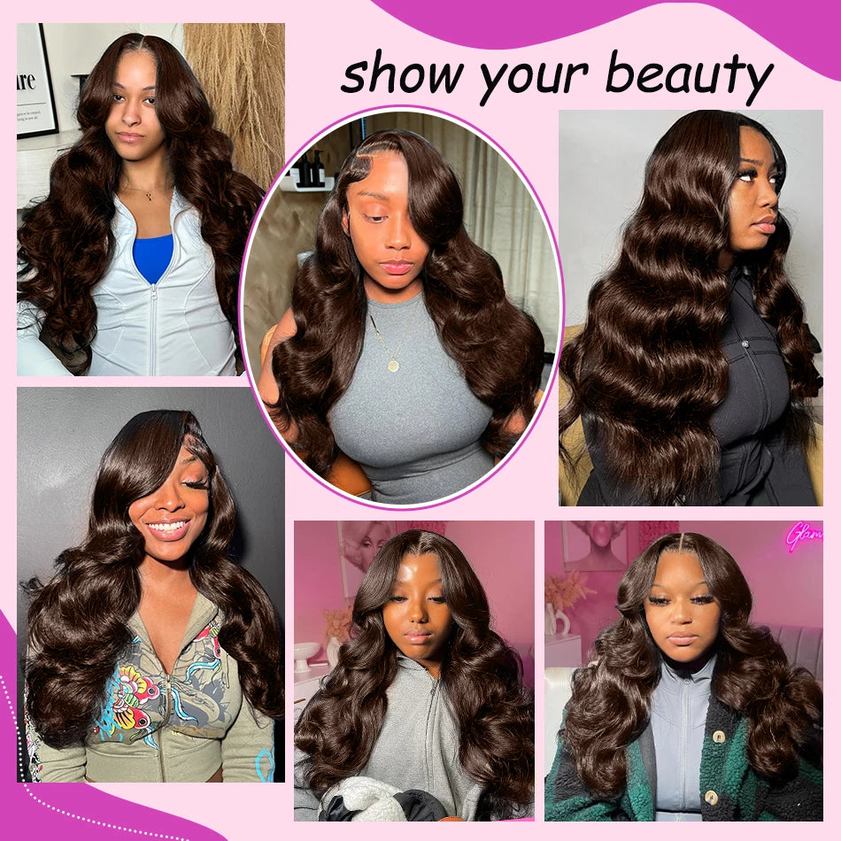 Perruque Brésilienne Chocolat – Body Wave / Water Wave HD Lace 13x4/13x6