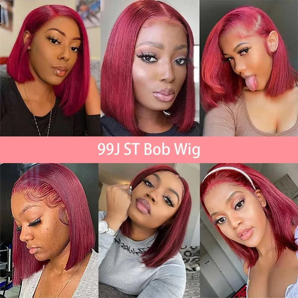 Perruque Bob Court 99J Bordeaux – Lace Front