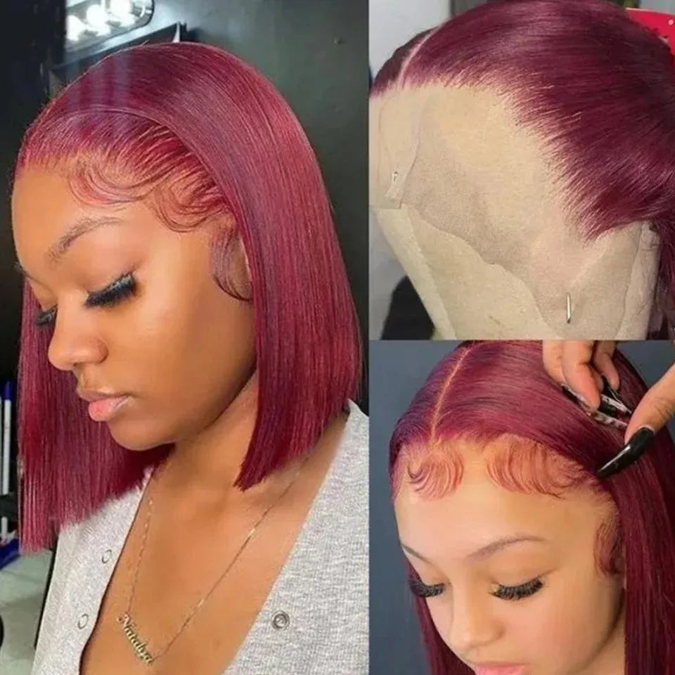 Perruque Bob Court 99J Bordeaux – Lace Front