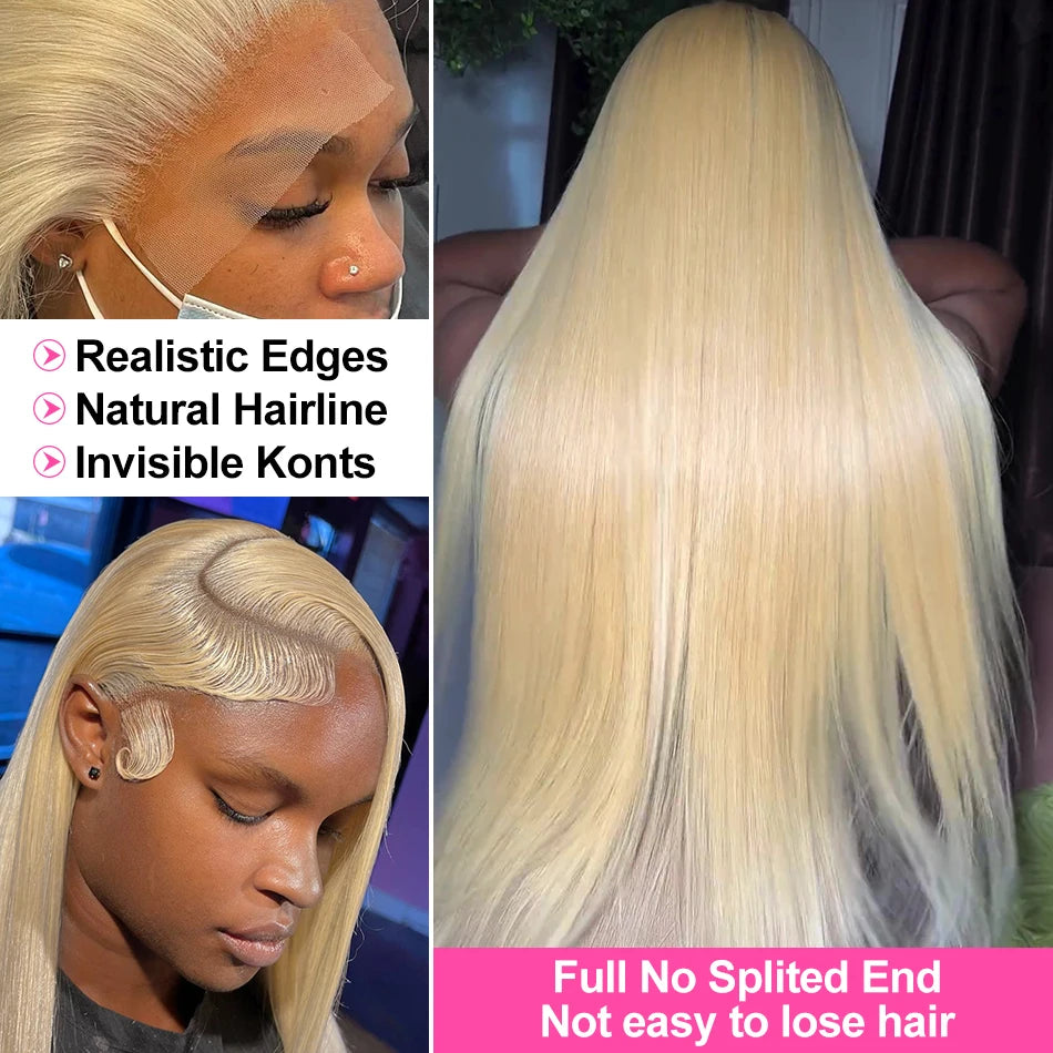 Perruque Lisse Blonde Miel 613 HD – 40 Pouces, Lace Front 13x4/13x6